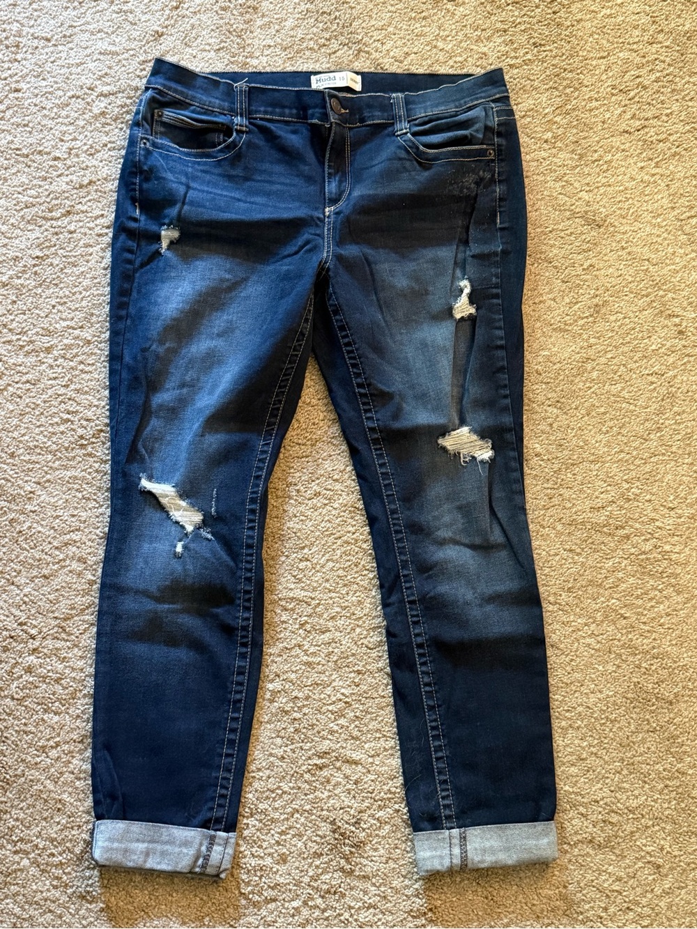 Mudd Dark Blue Distressed Jeggings
